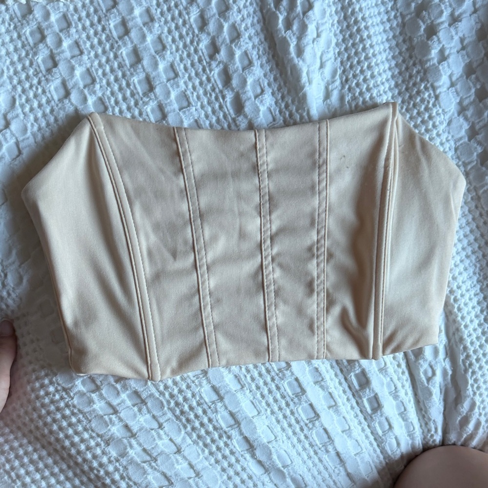 Forever 21 Strapless Beige Bustier Crop Top